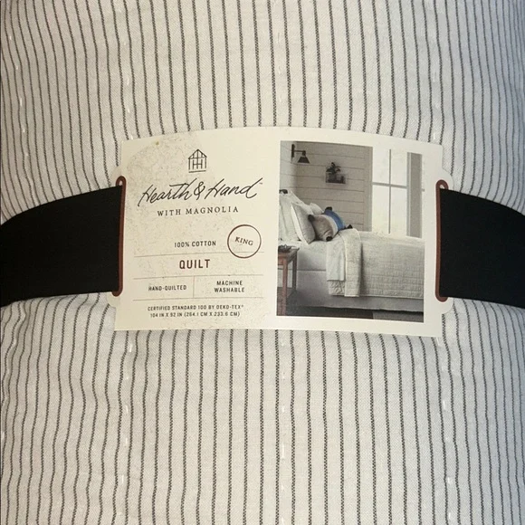 Hearth & Hand King Microstripe Quilt, Sour Cream/Railroad Gray - Picture 5 of 11